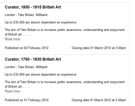 Image of Be a Tate Curator. But not if you specialise in the 1840s.