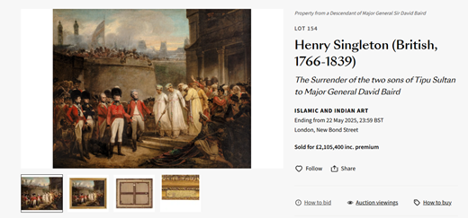 Image of Tipu Sultan Picture makes £2.1m