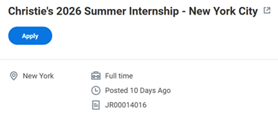 Image of Christie's New York Summer Internships 2026