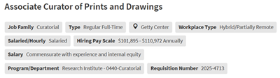 Image of Getty Research Institute Prints & Drawings Job